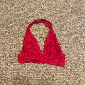 Hot Pink Lace Halter Bralette